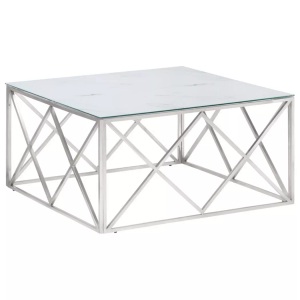 vidaXL, vidaXL Couchtisch Silbern Edelstahl und Hartglas