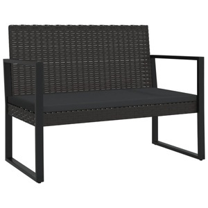 vidaXL, vidaXL Gartenbank mit Kissen Schwarz 106 cm Poly Rattan