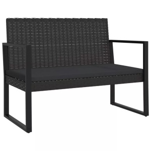 vidaXL, vidaXL Gartenbank mit Kissen Schwarz 106 cm Poly Rattan