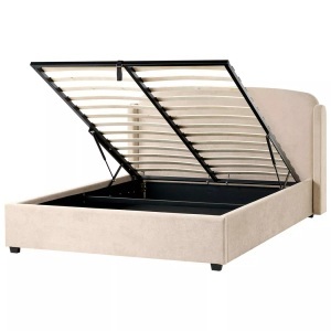 Beliani, Beliani - Bett mit Stauraum aus Stoff BERNAY, 160X200CM, Taupe