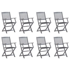 vidaXL, vidaXL Klappbare Gartenstühle 8 Stk. mit Kissen Massivholz Akazie, vidaXL Klappbare Gartenstühle 8 Stk. mit Kissen Massivholz Akazie