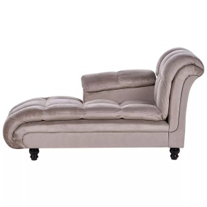 Beliani, Chaiselongue aus Polyester Modern LORMONT Chaiselongue aus Polyester Modern LORMONT, Beliani - Rechtsseitige Chaiselounge aus Polyester Glamourös LORMONT, One Size, Taupe