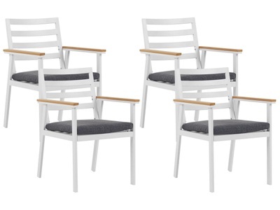 Beliani, Beliani Gartenstuhl Aluminium weiss 4er Set Cavoli, Set mit 4 Stühlen aus Aluminium Modern CAVOLI Set mit 4 Stühlen aus Aluminium Modern CAVOLI