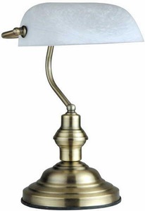 Globo, GLOBO ANTIQUE Tischleuchte altmessing, Glas Alabaster Optik weiß, Schalter, LxBxH:250x, 