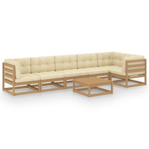 vidaXL, vidaXL 7-tlg. Garten-Lounge-Set mit Kissen Kiefer Massivholz, vidaXL 7-tlg. Garten-Lounge-Set mit Kissen Kiefer Massivholz