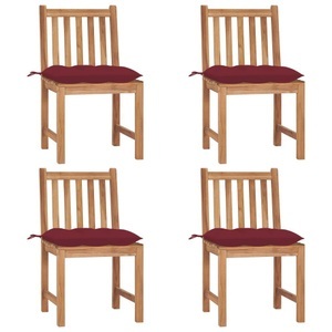 vidaXL, vidaXL Gartenstühle 4 Stk. mit Kissen Massivholz Teak, vidaXL Gartenstühle 4 Stk. mit Kissen Massivholz Teak