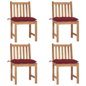 vidaXL, vidaXL Gartenstühle 4 Stk. mit Kissen Massivholz Teak, vidaXL Gartenstühle 4 Stk. mit Kissen Massivholz Teak