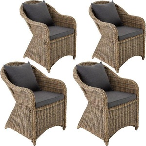 TecTake, 4 Rattansessel mit Aluminiumgestell inkl. Sitzkissen und Rückenkissen 4 Rattansessel mit Aluminiumgestell inkl. Sitzkissen und Rückenkissen, Tectake - 4 Rattansessel mit Aluminiumgestell inkl. Sitzkissen und Rückenkissen, One Size, Beige
