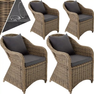 TecTake, 4 Rattansessel mit Aluminiumgestell inkl. Sitzkissen und Rückenkissen 4 Rattansessel mit Aluminiumgestell inkl. Sitzkissen und Rückenkissen, Tectake - 4 Rattansessel mit Aluminiumgestell inkl. Sitzkissen und Rückenkissen, One Size, Beige