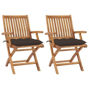 vidaXL, vidaXL Gartenstühle 2 Stk. mit Taupe Kissen Massivholz Teak
