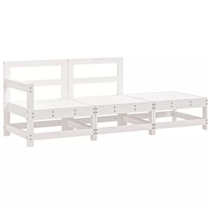 vidaXL, vidaXL 3-tlg. Garten-Lounge-Set Weiß Massivholz Kiefer, vidaXL 3-tlg. Garten-Lounge-Set Weiß Massivholz Kiefer
