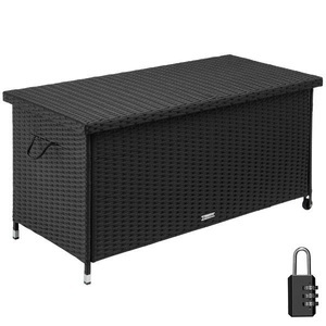 TecTake, Auflagenbox Kiruna mit Kunststoffgeflecht Auflagenbox Kiruna mit Kunststoffgeflecht, Tectake - Auflagenbox Kiruna mit Kunststoffgeflecht, 120cm, Schwarz