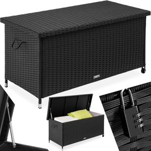 TecTake, Auflagenbox Kiruna mit Kunststoffgeflecht Auflagenbox Kiruna mit Kunststoffgeflecht, Tectake - Auflagenbox Kiruna mit Kunststoffgeflecht, 120cm, Schwarz