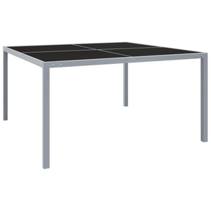 vidaXL, vidaXL Gartentisch 130x130x72 cm Grau Stahl und Glas, vidaXL Gartentisch 130x130x72 cm Grau Stahl und Glas