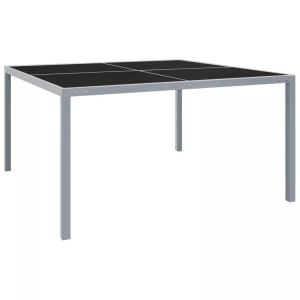 vidaXL, vidaXL Gartentisch 130x130x72 cm Grau Stahl und Glas, vidaXL Gartentisch 130x130x72 cm Grau Stahl und Glas