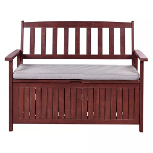 Beliani, Bank mit Auflage aus Akazienholz Klassisch SOVANA Bank mit Auflage aus Akazienholz Klassisch SOVANA, Beliani - Gartenbank mit Auflage aus Akazienholz Klassisch SOVANA, One Size, Bordeaux