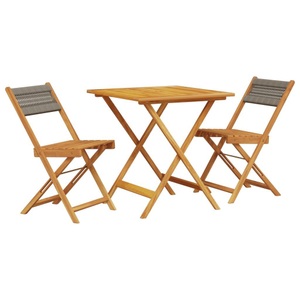 vidaXL, vidaXL 3-tlg. Bistro-Set Grau Polypropylen und Massivholz