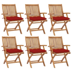 vidaXL, vidaXL Klappbare Gartenstühle mit Kissen 6 Stk. Massivholz Teak