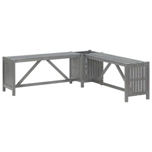 vidaXL, vidaXL Garten-Eckbank mit Pflanzkübel 117 cm Massivholz Akazie Grau, vidaXL Garten-Eckbank mit Pflanzkübel 117 cm Massivholz Akazie Grau