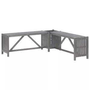 vidaXL, vidaXL Garten-Eckbank mit Pflanzkübel 117 cm Massivholz Akazie Grau, vidaXL Garten-Eckbank mit Pflanzkübel 117 cm Massivholz Akazie Grau