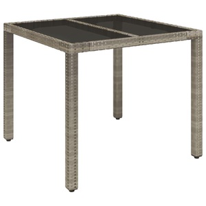 vidaXL, vidaXL Gartentisch mit Glasplatte Grau 90x90x75 cm Poly Rattan, vidaXL Gartentisch mit Glasplatte Grau 90x90x75 cm Poly Rattan