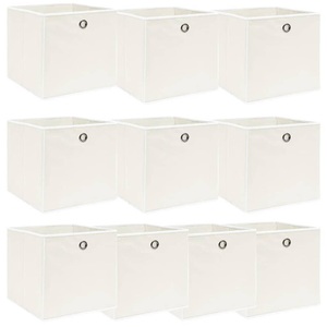 vidaXL, vidaXL Aufbewahrungsboxen 10 Stk. Weiß 32×32×32 cm Stoff, vidaXL Aufbewahrungsboxen 10 Stk. Weiß 32x32x32 cm Stoff
