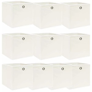 vidaXL, vidaXL Aufbewahrungsboxen 10 Stk. Weiß 32×32×32 cm Stoff, vidaXL Aufbewahrungsboxen 10 Stk. Weiß 32x32x32 cm Stoff