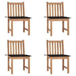 vidaXL, vidaXL Gartenstühle 4 Stk. mit Kissen Massivholz Teak, vidaXL Gartenstühle 4 Stk. mit Kissen Massivholz Teak