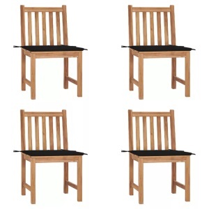 vidaXL, vidaXL Gartenstühle 4 Stk. mit Kissen Massivholz Teak, vidaXL Gartenstühle 4 Stk. mit Kissen Massivholz Teak