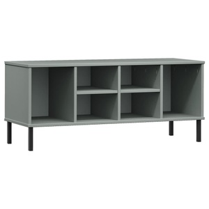 vidaXL, vidaXL Schuhregal OSLO mit Metallbeinen Grau 106x35x45 cm Massivholz