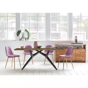 mutoni design, Tisch 220x100 cm - Altholz lackiert bunt - Metall antikschwarz, Massivholztisch 220x100 - Altholz lackiert bunt - Metall antikschwarz