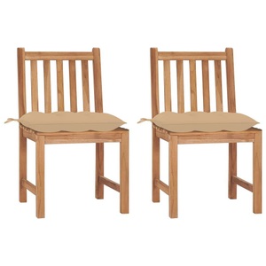 vidaXL, vidaXL Gartenstühle 2 Stk. mit Kissen Massivholz Teak, vidaXL Gartenstühle 2 Stk. mit Kissen Massivholz Teak
