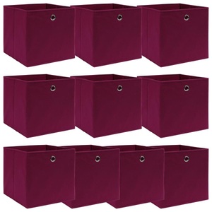 vidaXL, vidaXL Aufbewahrungsboxen 10 Stk. Dunkelrot 32×32×32 cm Stoff, vidaXL Aufbewahrungsboxen 10 Stk. Dunkelrot 32x32x32 cm Stoff