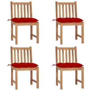 vidaXL, vidaXL Gartenstühle 4 Stk. mit Kissen Massivholz Teak, vidaXL Gartenstühle 4 Stk. mit Kissen Massivholz Teak
