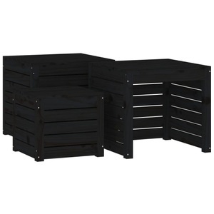 vidaXL, vidaXL 3-tlg. Gartenbox-Set Schwarz Massivholz Kiefer, 