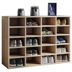 VCM, Holz Regal Schuhschrank Schuhregal Schuhkommode Sitzkommode 20 Fächer Hinsol L Holz Regal Schuhschrank Schuhregal Schuhkommode Sitzkommode 20 Fächer Hinsol L, VCM - Holz Schuhregal | Maße ca. H. 67 x B. 92 T. 33 cm Schuhkommode mit 20 Fächern Schuhschrank Hinsol L, 92cm, Sonoma-Eiche