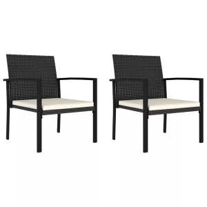 vidaXL, vidaXL Garten-Essstühle 2 Stk. Poly Rattan Schwarz