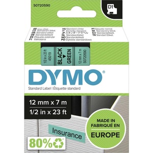 Dymo, Schriftband DYMO D1 45019 Bandfarbe: Grün Schriftfarbe:Schwarz 12 mm 7 m, Dymo D1 S0720590 / 45019 Authentic Schriftband Selbstklebend Schwarzer Druck auf Green 12 mm x 7m