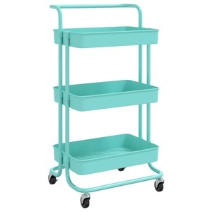 vidaXL, vidaXL Küchenwagen 3 Etagen Türkis 42x35x85 cm Eisen und ABS, vidaXL Küchenwagen 3 Etagen Türkis 42x35x85 cm Eisen und ABS