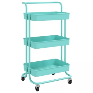 vidaXL, vidaXL Küchenwagen 3 Etagen Türkis 42x35x85 cm Eisen und ABS, vidaXL Küchenwagen 3 Etagen Türkis 42x35x85 cm Eisen und ABS