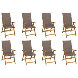 vidaXL, vidaXL Klappbare Gartenstühle mit Kissen 8 Stk. Massivholz Akazie, vidaXL Klappbare Gartenstühle mit Kissen 8 Stk. Massivholz Akazie