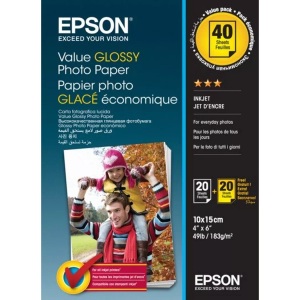 Epson, Epson S400044 Photo Paper Glossy, Epson Value Photo Paper, 10cm x 15cm, InkJet, 183g, S400044, (2 x 20 Blatt)