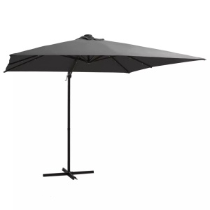 Diverse Hardware, Ampelschirm mit LED-Leuchten und Stahlmast 250x250cm Anthrazit