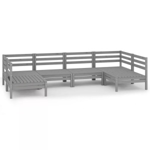 vidaXL, vidaXL 6-tlg. Garten-Lounge-Set Grau Massivholz Kiefer