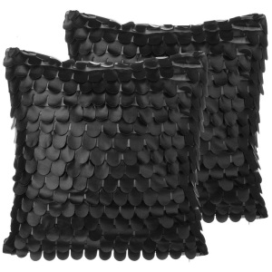 Beliani, Kissen 2er Set aus Polyester Glamourös LOBELIA Kissen 2er Set aus Polyester Glamourös LOBELIA, Beliani - Dekokissen 2er Set aus Kunstleder Modern LOBELIA, One Size, Schwarz
