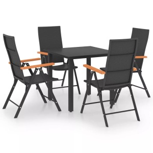 vidaXL, vidaXL 5-tlg. Garten-Essgruppe Schwarz und Braun