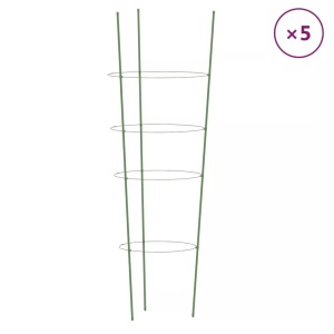 vidaXL, vidaXL Pflanzenstützen mit 4 Ringen 5 Stk. Grün 90 cm Stahl, vidaXL Pflanzenstützen mit 4 Ringen 5 Stk. Grün 90 cm Stahl