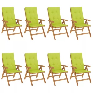 vidaXL, vidaXL Gartenstühle mit Auflagen 8 Stk. Massivholz Teak, vidaXL Gartenstühle mit Auflagen 8 Stk. Massivholz Teak