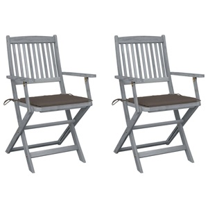 vidaXL, vidaXL Klappbare Gartenstühle 2 Stk. mit Sitzkissen Massivholz Akazie