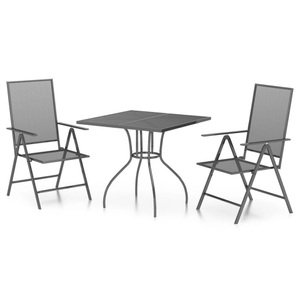 vidaXL, vidaXL 3-tlg. Garten-Essgruppe Anthrazit Stahl, vidaXL 3-tlg. Garten-Essgruppe Anthrazit Stahl